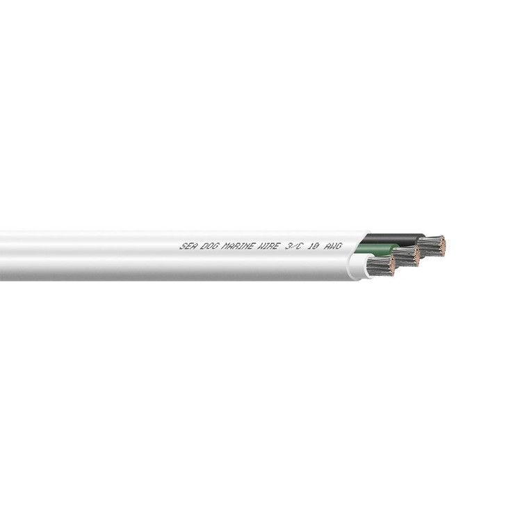  Sea-Dog 10/3 AWG Flat Triplex Wire - White/Green/Black - 300' 