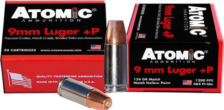 Atomic Ammunition Atomic 9mm Luger p 124gr - Bonded Jhp 20rd 10bx/cs