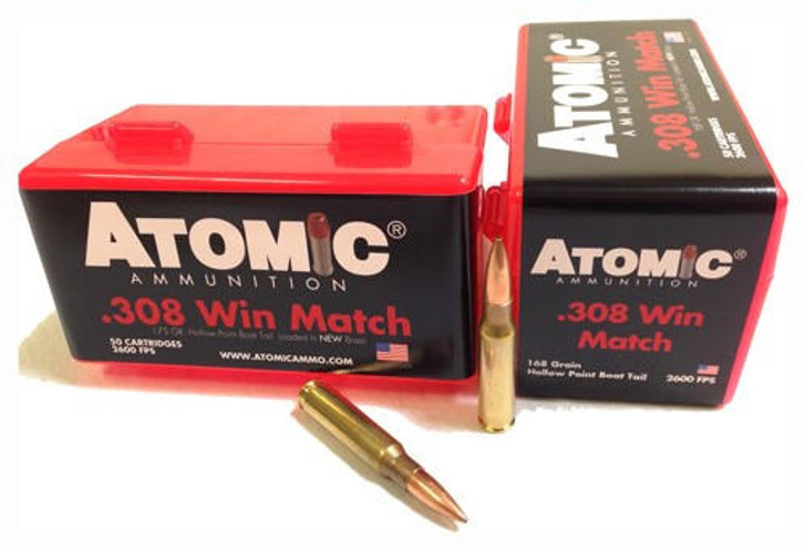 Atomic Ammunition Atomic 308win Match 168gr - Nosler Bthp 50rd 10bx/cs
