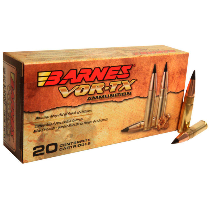 BARNES BULLETS Vor-tx Rifle Ammunition - 300 Blackout, 120 Gr, Tac-tx Bt, 2100 Fps, 20/bx