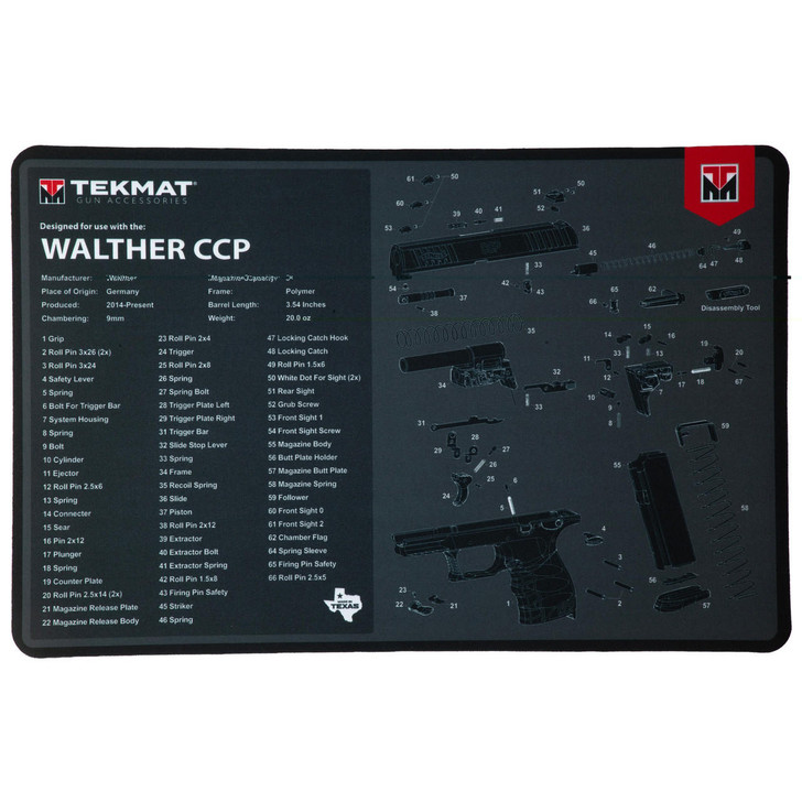 TekMat Tekmat Pstl Mat For Walther Ccp Blk 