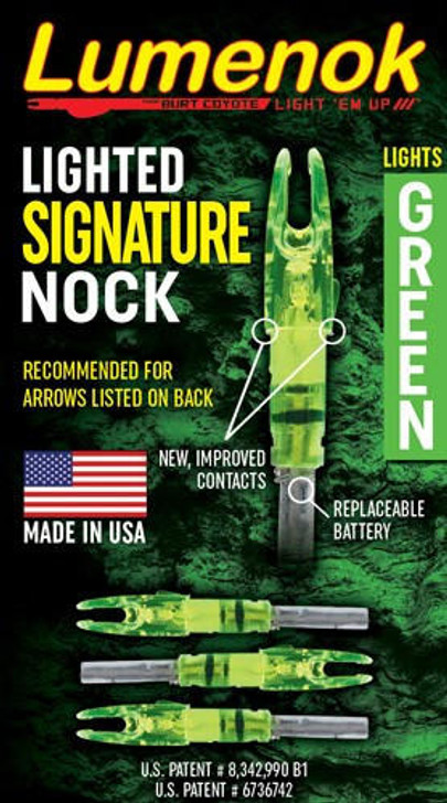  Lumenok Lighted Nock - Signature Series Green 3pk 