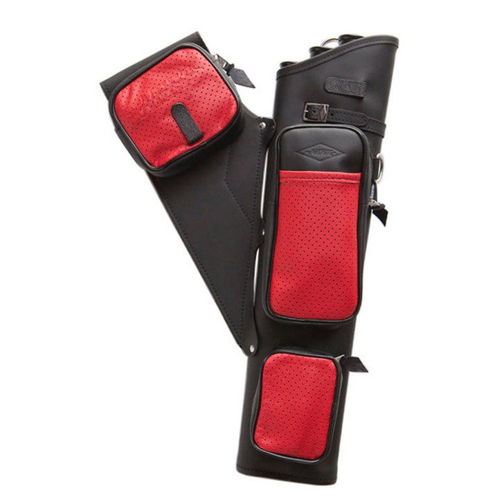  Neet Nt-2300 Leather Target Quiver Black With Red Pockets Rh 