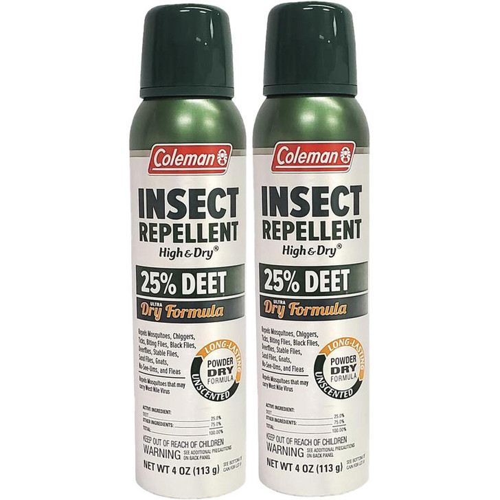  Coleman High & Dry Insect Repellent 25% Deet - Twin Pack 