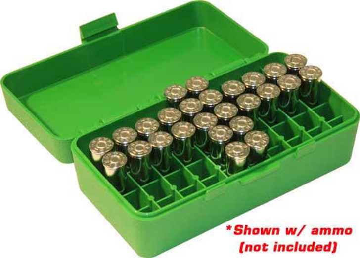  Mtm Ammo Box .44rm/.41rm/.45lc - 50-rounds Flip Top Style Green 