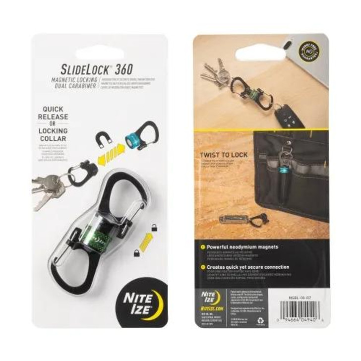 Nite-ize SlideLock 360 Degree Magnetic Locking Dual Carabiner 
