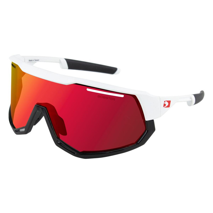 Bobster Freewheel Sunglasess - Matte White/gloss Black Frame W/ Smoke Black Red Revo/yellow/clear Lenses 