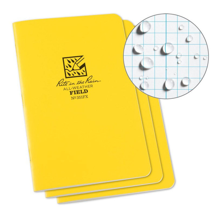 Rite In The Rain Field-flex Stapled Notebook - 3 Pack Yellow 