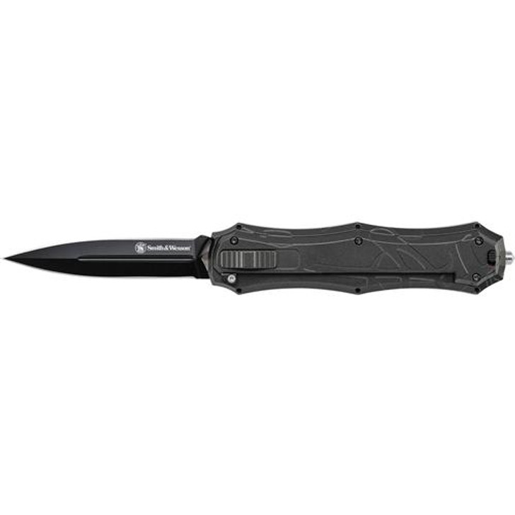 Smith & Wesson Otf Assist, Finger Actuator, Black Spear Point Blade Aus-8 Steel. No Ship Ca, Ny, Ma, Mi 