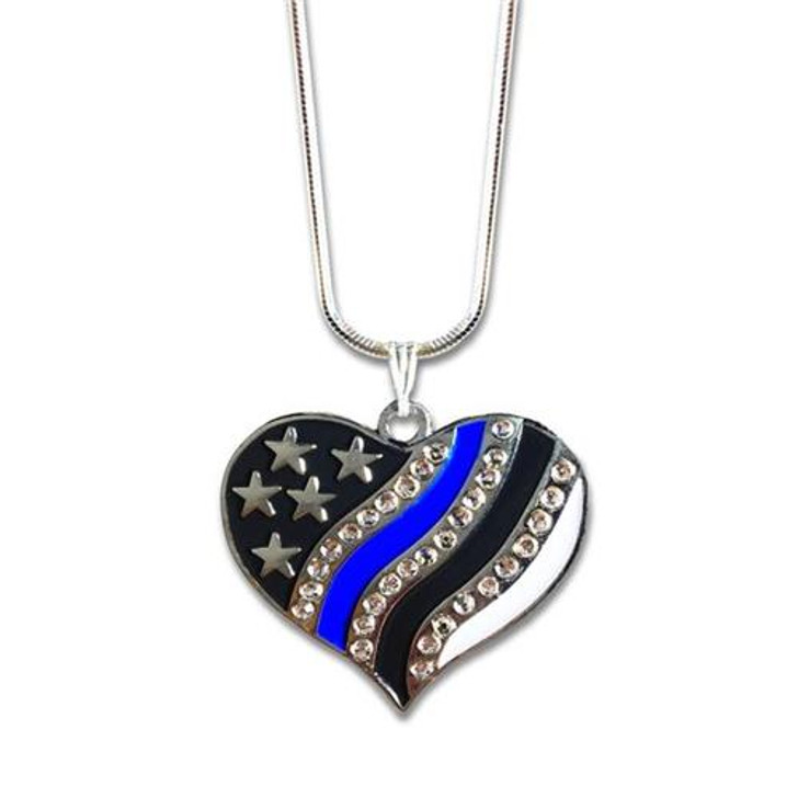  Thin Blue Line Heart Necklace 
