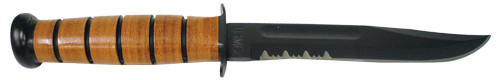 Ka-bar Fighting/utility Knife - 7" Srrtd W/leather Sheath Usmc