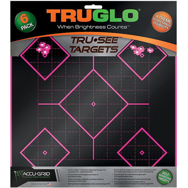 Truglo Tru-see Reactive Target - 5 Daimond 6-pack Pink