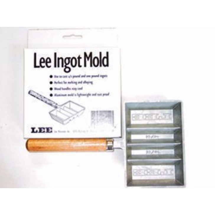 Lee Ingot Mold W/wood Handle - 4-cavity