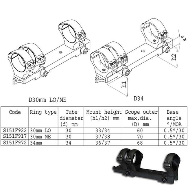 Sako Scope Mount Trg 3-ring - 34mm Tube Medium (36mm) Phos