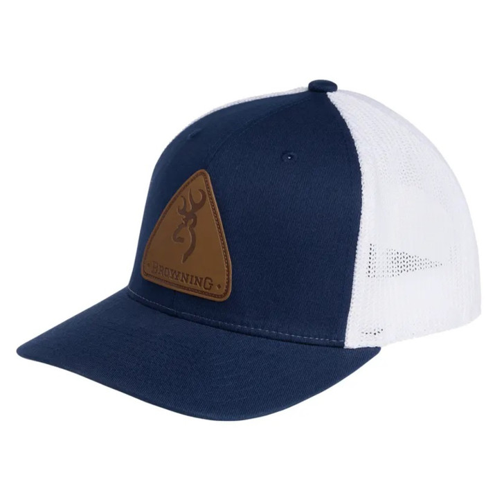 Browning Cap Slug Mesh Back - Blue W/leather Patch Adj!