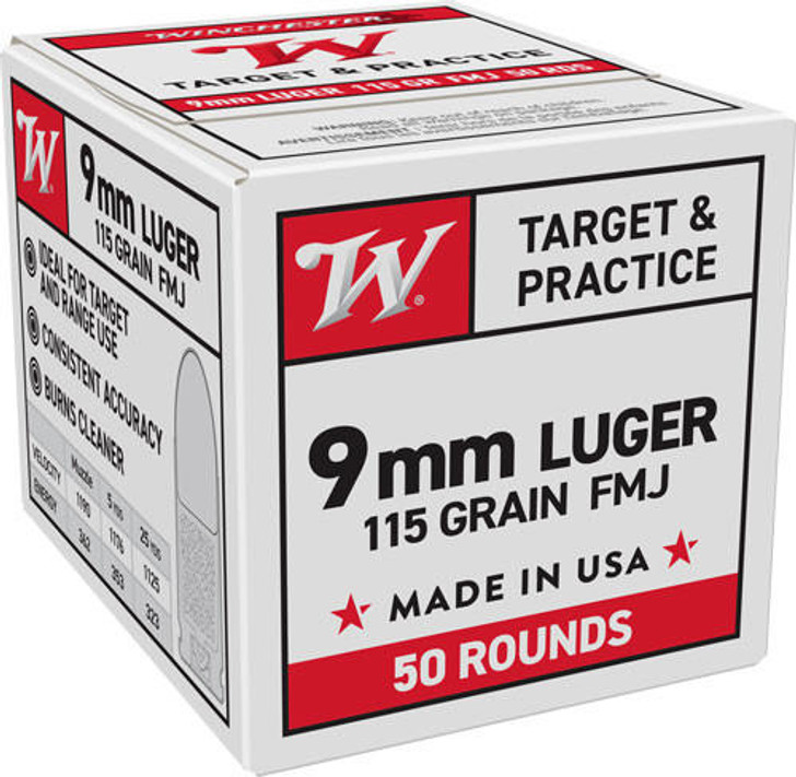 Winchester Ammunition Winchester Service Grade 9mm - Lug 115gr Fmj-fn 50rd 20bx/cs 