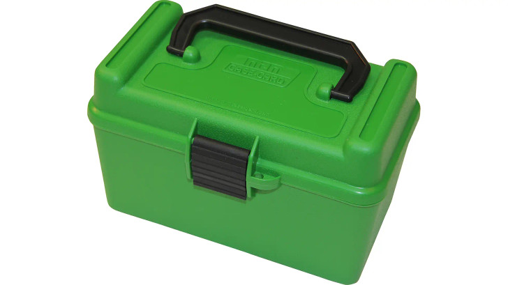 Mtm Deluxe Ammo Box 50-rounds - Rifle .22-250 To .308 Green