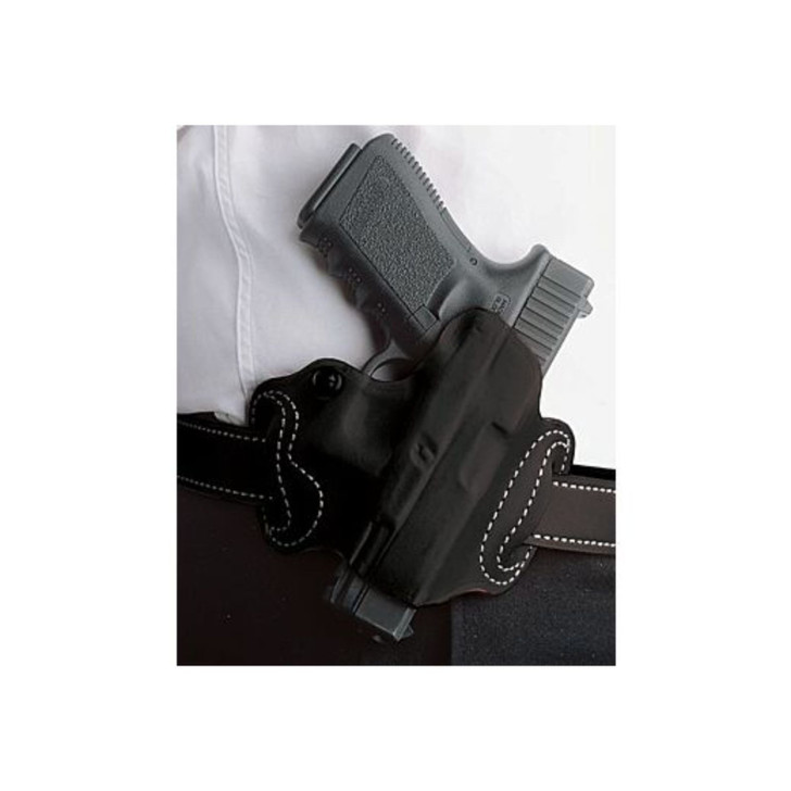 Desantis Mini Slide Holster - Owb Rh Leather S/a Hellcat Blk
