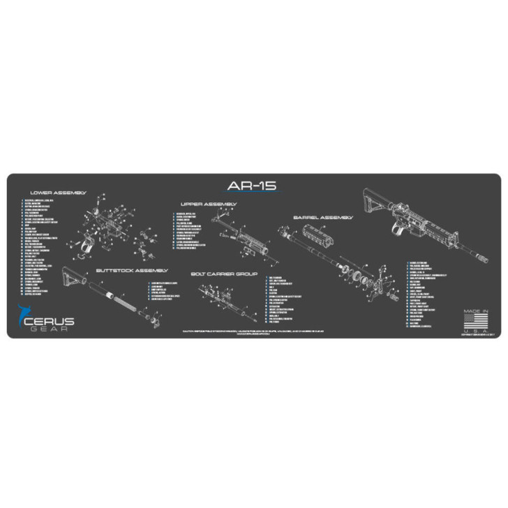 CERUS GEAR Ar-15 Schematic Rifle Promat - Charcoal Gray/cerus Blue 