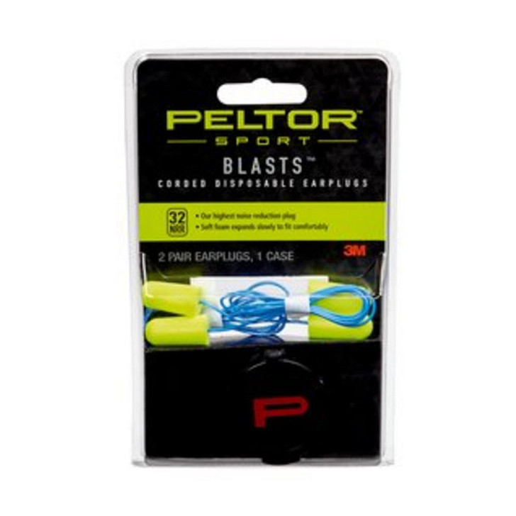 Peltor Disposable Sport Blasts Earplugs, Corded, Yellow/blue 
