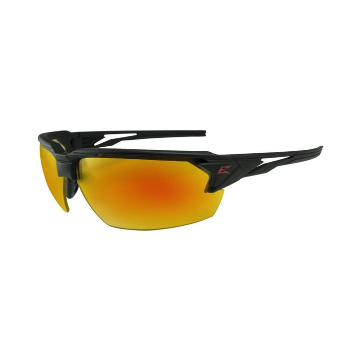 Edge Eyewear Pumori Safety Glasses - Matte Black Frame, Red Mirror Lenses 