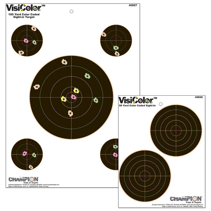 Champion Visicolor High-visibility Paper Targets - Double 5" Bulls 