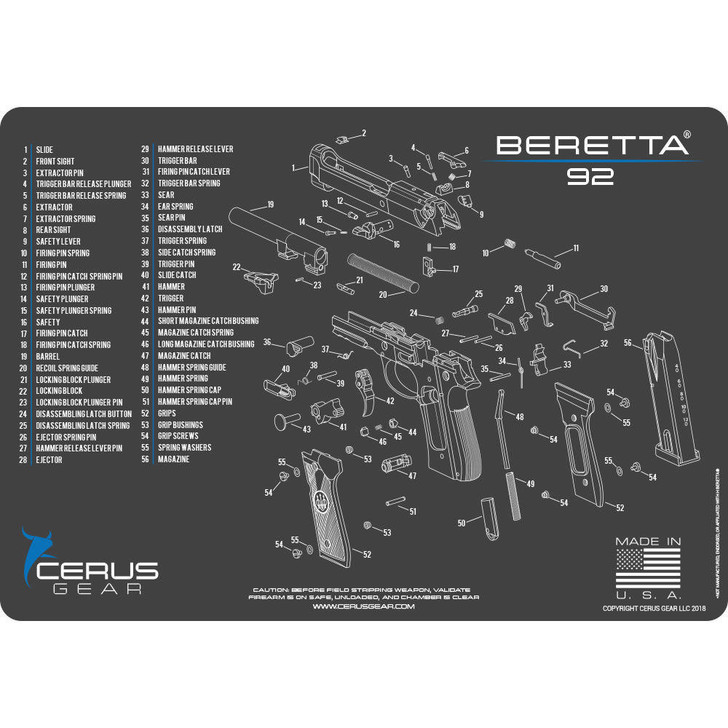 CERUS GEAR Beretta 92 Schematic Promat - Charcoal Gray/cerus Blue 