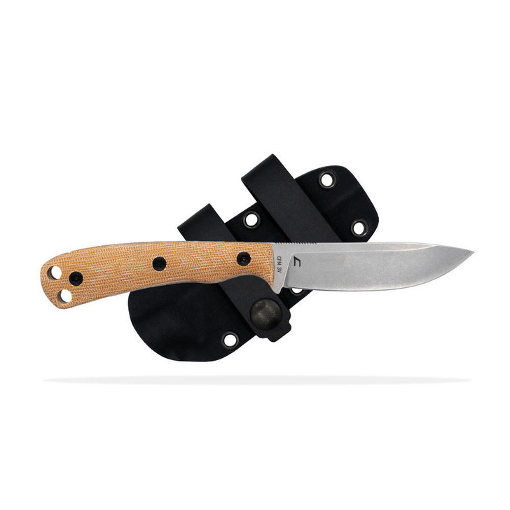 Shield Arms Skt Ascent Knife - Brown Burlap, Drop Point, Plain Edge, 3.6" Blade, Micarta Handle 
