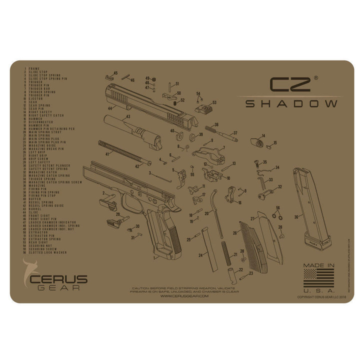 CERUS GEAR Cz Shadow 2 Schematic Handgun Promat - Coyote Tan 