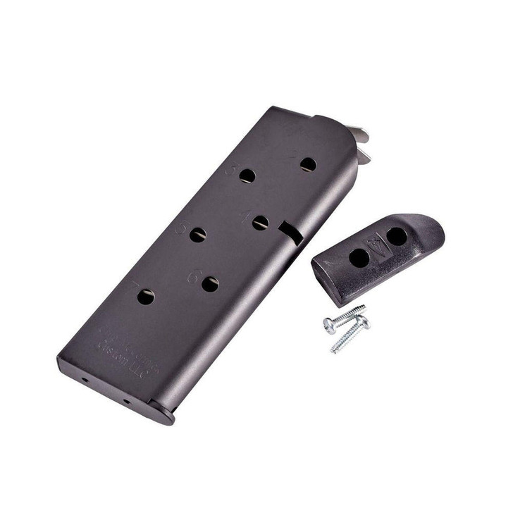 Chip McCormick Match Grade Compact 1911 Magazine - Black, 45 Acp, 7/rd, W/ Base Pad 