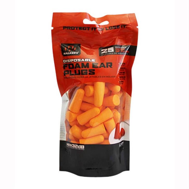 Walkers Game Ear Foam Ear Plugs Orange 25-pk 