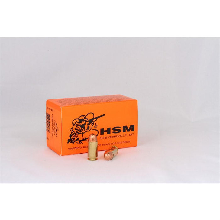 Hsm Ammunition 45 Acp 230gr Plated Round Nose Flat Point 50/box 