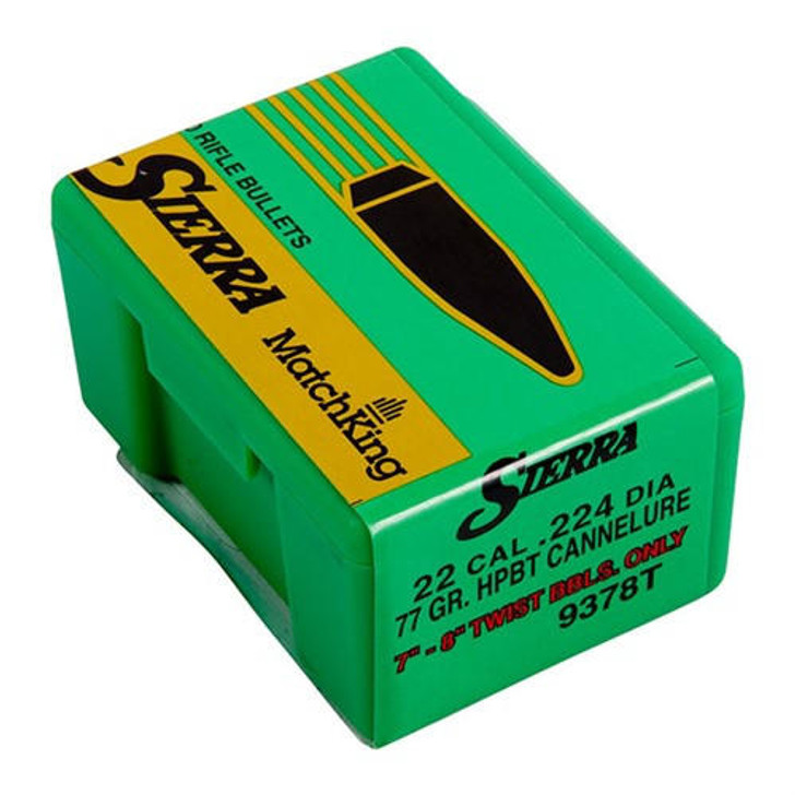 Sierra Bullets, Inc. 22 Caliber (0.224'') 77gr Cannelure Hpbt 50/box 