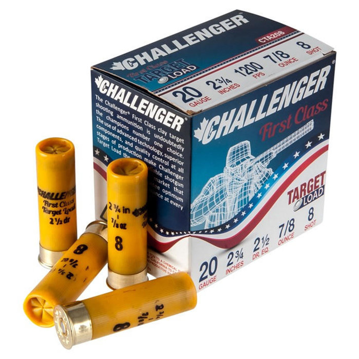 Challenger Ammo 20 Gauge 2-3/4'' 7/8 Oz #8 Shot 250/case (cta208) 