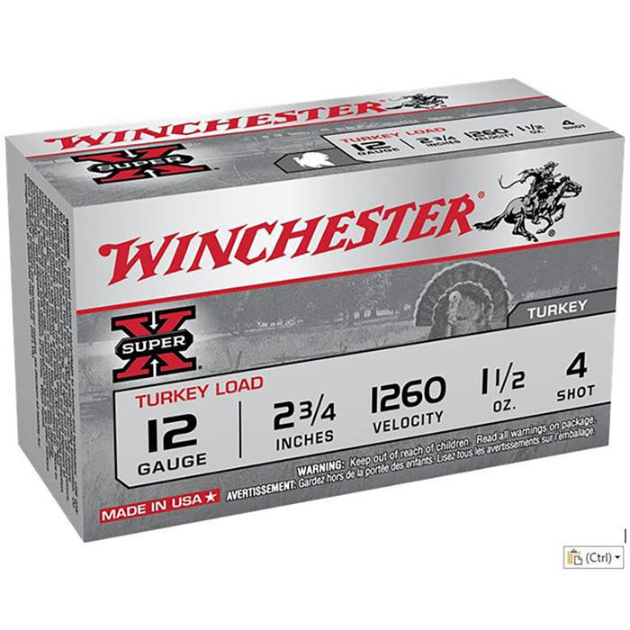 Winchester 12 Gauge 2-3/4'' 1-1/2 Oz #4 Shot 10/box 