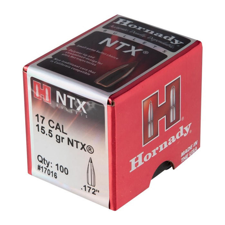 Hornady 17 Caliber (0.172'') 15.5gr Ntx 100/box 