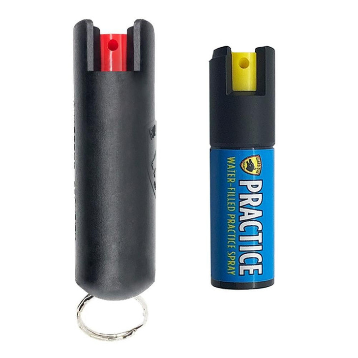 Guard dog security Pepper Spray Keychain With Practice Container - Black 