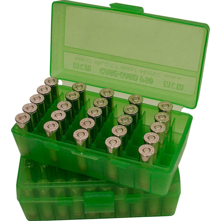 MTM Case-Gard P50 Series Ammo Box - Clear Green, 50 Rounds 