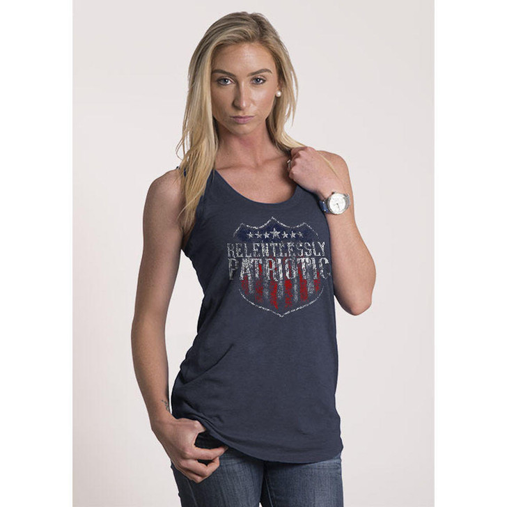 Nine Line Apparel Womens Racerback Relentlessly Patriotic Tank - Navy - 2x-large 