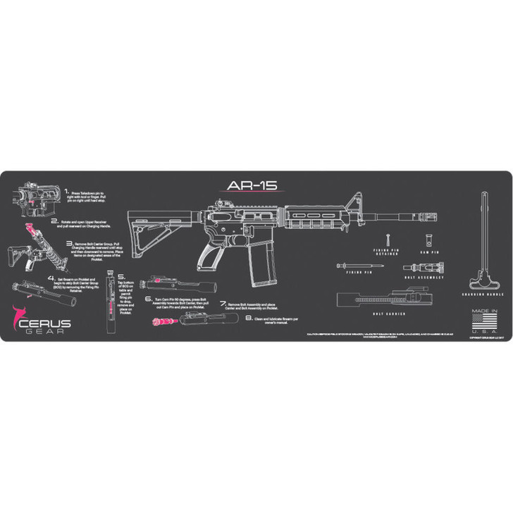 CERUS GEAR Ar-15 Instructional Promat - Charcoal Gray/pink 