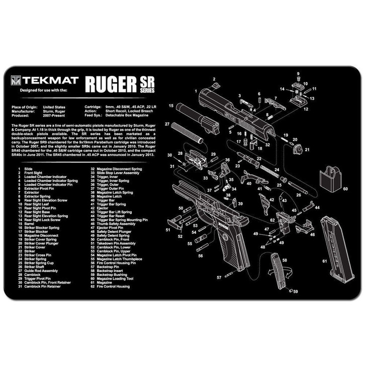 TekMat Ruger Sr 9 (sr 40) Cleaning Mat - 11&rdquo; X 17&rdquo; 