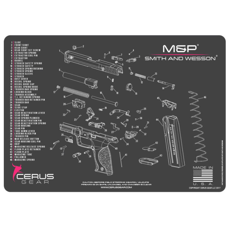 CERUS GEAR Smith & Wesson M&p Schematic Handgun Promat - Charcoal Gray/pink 