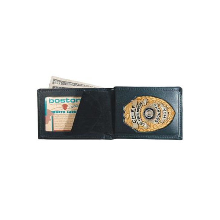 Boston Leather Billfold Style Badge Wallet 