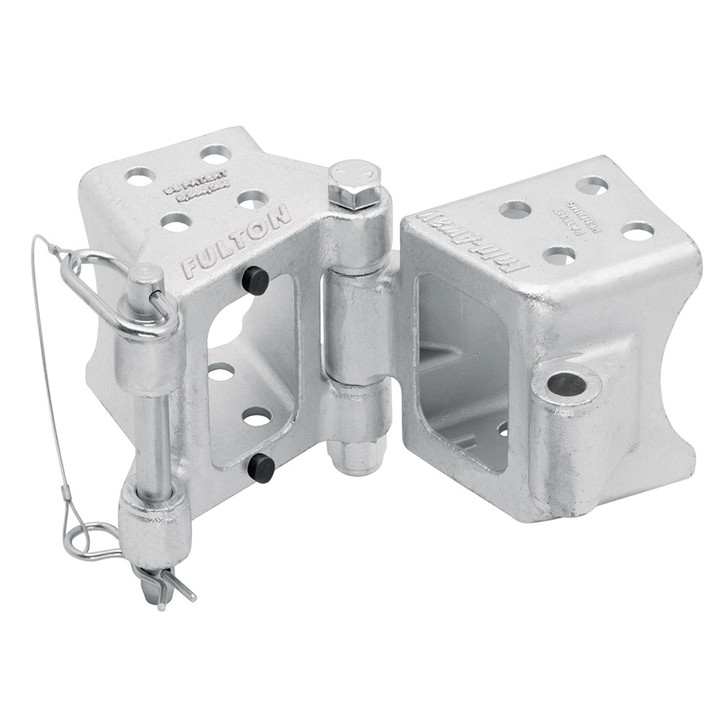 Fulton Fold-Away Bolt-On Hinge Kit 3" x 5" Trailer Beam, Rating 9,000 lbs., 48" Pivot, Z-Max 600 Zinc Finish