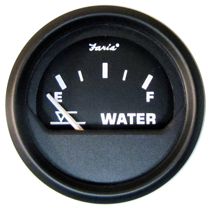 Faria Euro Black 2" Tank Level Gauge - Potable Water