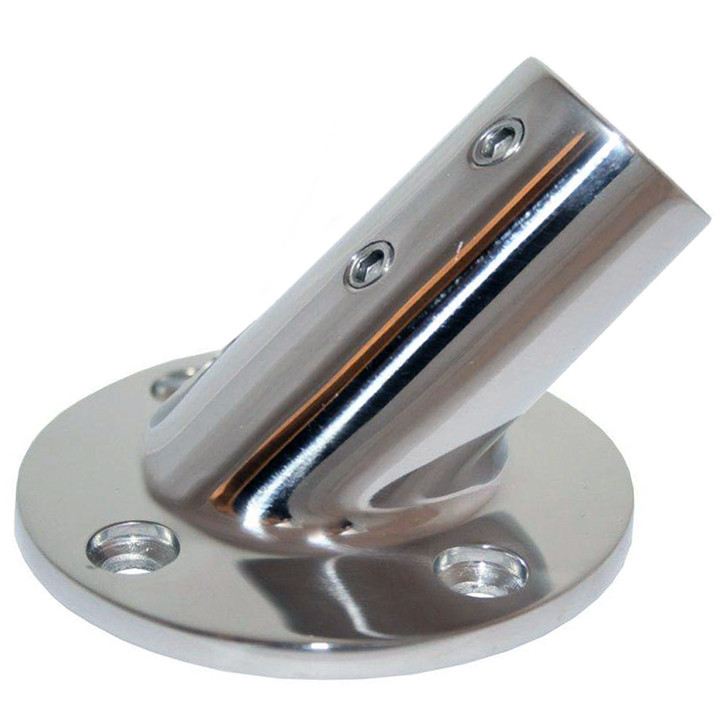 Whitecap 1" O.D. 45° Round Base SS Rail Fitting