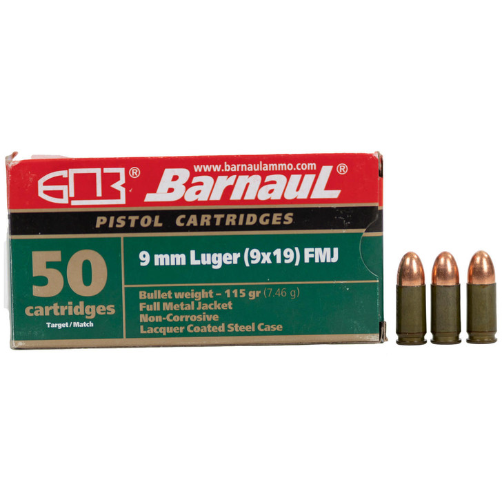 Barnaul Ammunition Barnaul 9mm Luger 115gr Fmj 50/500 