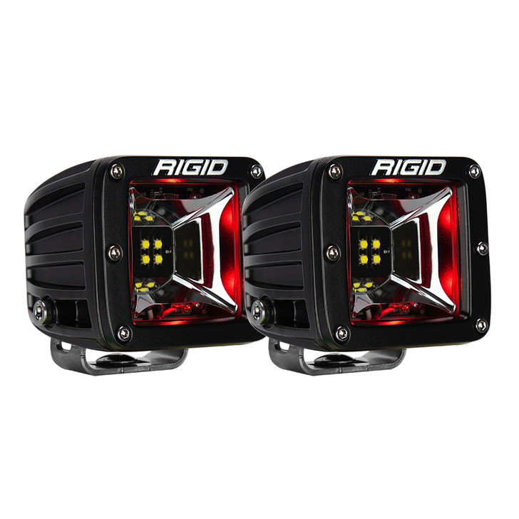 RIGID Industries Radiance Scene Lights - Surface Mount Pair - Black w/Red LED Backlight