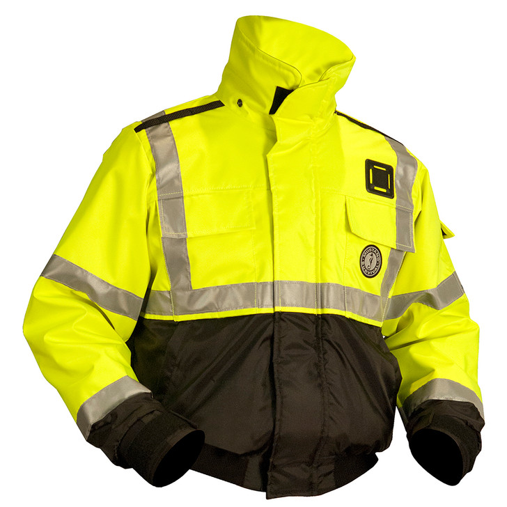 Mustang ANSI High Vis Flotation Bomber Jacket - Fluorescent Yellow/Green/Black - Large