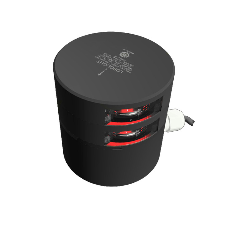 Lopolight Series 301-009 - Double Stacked Port Sidelight - 2NM - Horizontal Mount - Red - Black Housing